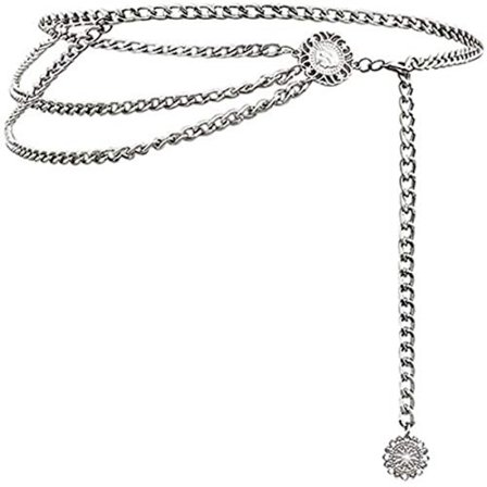 Flerskiktad metall midjekedja klänningsbälten metallbälte för kvinnor