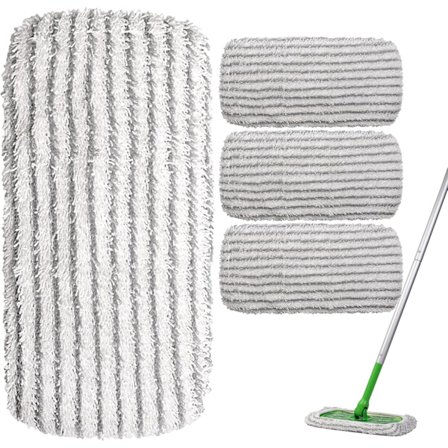 4-pak genanvendelige moppepuder, der er kompatible med Swiffer Sweeper, kraftig mikrofiber moppeovertræk til rengøring af flere overflader, våd og tør