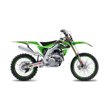 Kit Adesivi Completo Blackbird Dream 4 con Coprisella Verde-Nero-Bianco - Kawasaki KX 450F 2019-2019