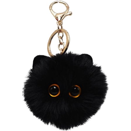 Sød Legetøjskat Vedhæng Nøglering Plys Rygsæk Vedhæng Gave til Piger Børn Hvid/Sort Håndlavet Blusher Kat Ornament