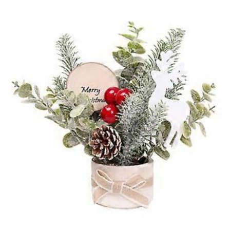 Loma Miniatu Joulukuusen Koriste Kannettava Joulukuusen Koriste Realistisilla Yksityiskohdilla ja Vakaalla Sementtipohjalla