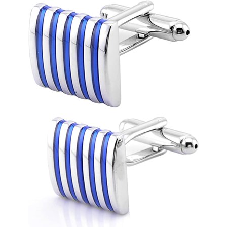 Silver Square Manschettknappar med Presentförpackning Rostfritt Stål Manschettknappar för Män Business Bröllop Fest Jubileum Klänning