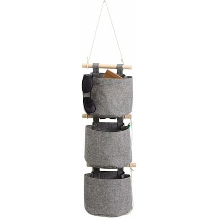 Hængende skab dør skab hængende skab opbevaringspose 3 lommer veranda frakke rack badeværelse hængende skab opbevaringspose (grå, 3 sæt)