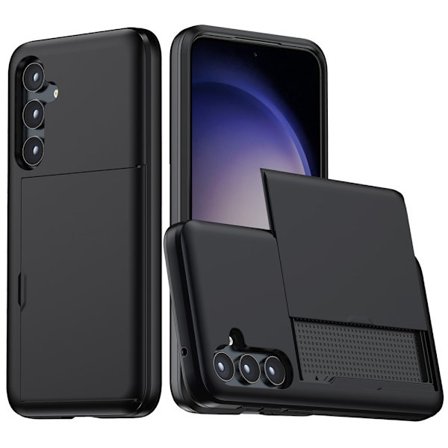 SKALO Samsung S23 FE Armor Suojakuori korttikotelo - Musta