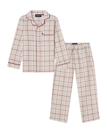 Lexington Kids organic cotton checked flannel pajama set , gray multi check