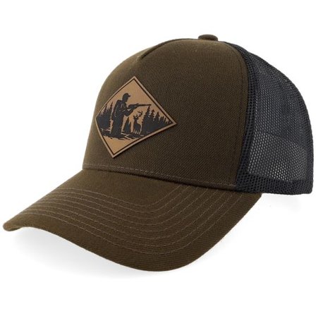 Hunter - Brun trucker Keps - Deer Hunter Engraved Brown Patch Blank Brown/Black A-Frame Trucker @ Hatstore