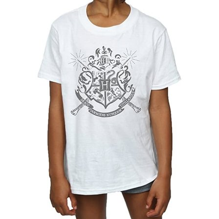 Harry Potter T-shirt i bomull för flickor, Hogwarts, 7-8 år, vit