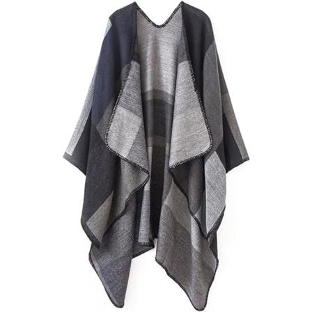 Naisten värilohkoinen huivihuopa avoimella etuosalla Poncho Cape