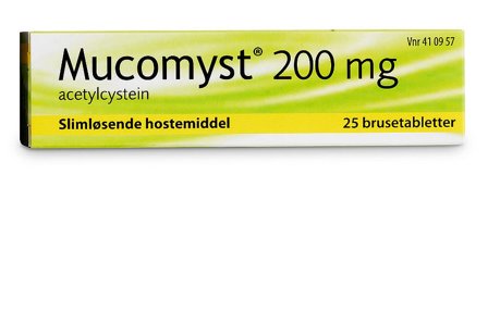 Mucomyst Brusetabletter 200 mg 25 stk., Medicin & Pleje, Ondt i Halsen, Hostesaft