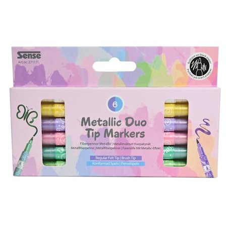 Metallic Duo Tip Fiberpennor 6-pack