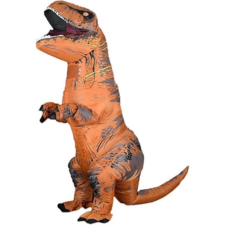 Dinosaurkostyme for Voksen Oppblåsbar T-REX Kostyme Morsom Halloween Dinosaur Kostyme Party Cosplay Fancy Dress Jumpsuit, Brun