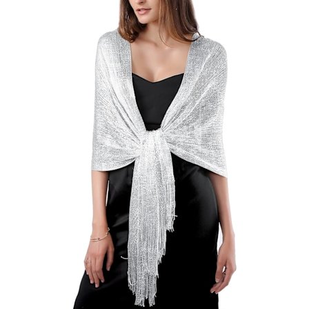 Dame Aften Slå-om Stola Sjal til Kjoler Glitrende Metalliske Sjaler til Bryllup, Fester, Brudepiger, Prom Halstørklæde