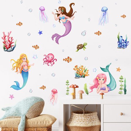 Havfrue Havdyr Dekorative Vægklistermærke Hjem Dekoration Væg