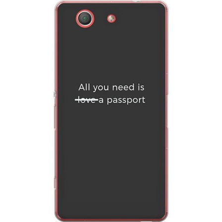 Kompatibelt Mobilskal till Sony Sony Xperia Z3 Compact Minimalistisk typografisk poster med citatet "allt du behöver är ett pass". Stilren grå desi