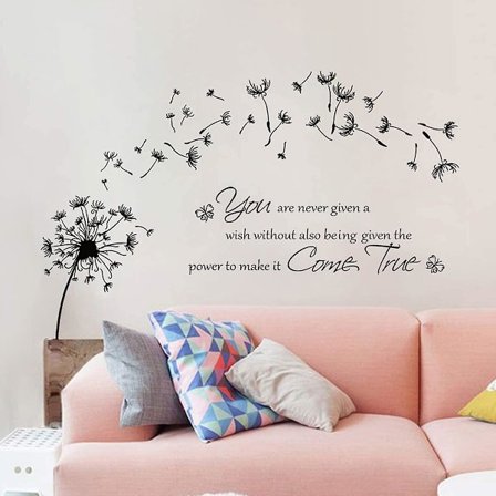 WABJTAM Maskros Väggdekaler Citat Inspirerande Bokstäver Väggdekaler Vardagsrum Sovrum Väggdekor