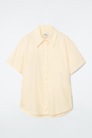 COS Frauen Lockeres Kurzarmhemd Aus Baumwolle in Gelb