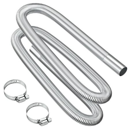 Pakoputki, 200 cm kannettava joustava ruostumattomasta teräksestä valmistettu pakoputki 2 ruostumattomasta teräksestä valmistetulla puristimella, 