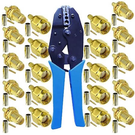 10 stk SMA Han og Hun Koaksial og Krympeværktøj til SMA-RG174 RG316 WiFi Antenne Forlængerkabel