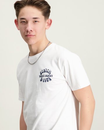 Scotch & Soda Front and back artwork relaxed fit Tshirt Hvit T-skjorter Gutt - Kids Brand Store