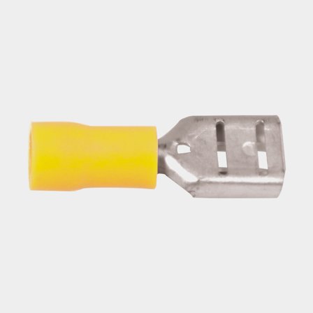 Terminales planas aisladas, hembra, 6.4 x 0.8 mm, para cable de 4 - 6 mm², paquete de 100, amarillo