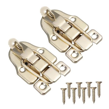 2 stk. gaveæske låse smykkeskrin emballage spænde antikke trælås jernlås krog låse med nøglehul (gylden)(40X62mm,gylden)