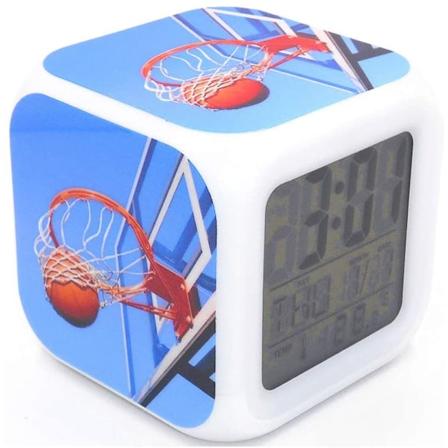 Boyan Ny Basketboll Bank Shot LED Kreativ Blå Skrivbords Klocka Multifunktionell Kalender Snooze Lysande LED Digital för Unisex Vuxen