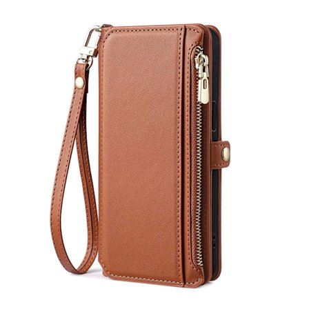 Etui til iPhone15pro lysebrun kort snor fuld anti-fald kortpung taske