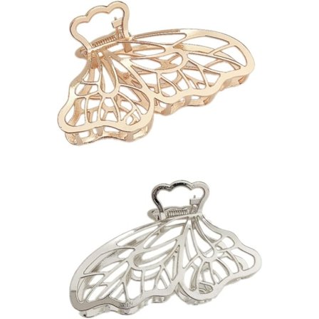2 stk. hårklemmer i metal, hårtubeklemme, sommerfuglhårklips