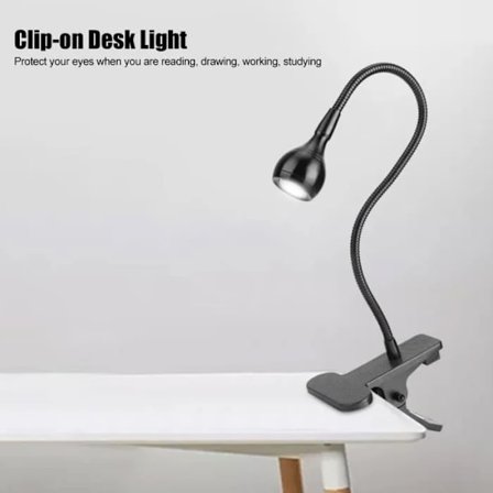 Justerbar USB-skrivebordslampe Fleksibel klemme LED-natlampe Sengelampe til læsning Studie Kontor BORDLAMPE