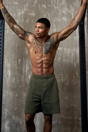 Grit Stonewashed Sweatshorts Dark Khaki Green