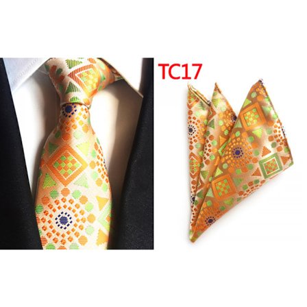 Herr slips Paisley vävd siden slips set med ficka Suqare F