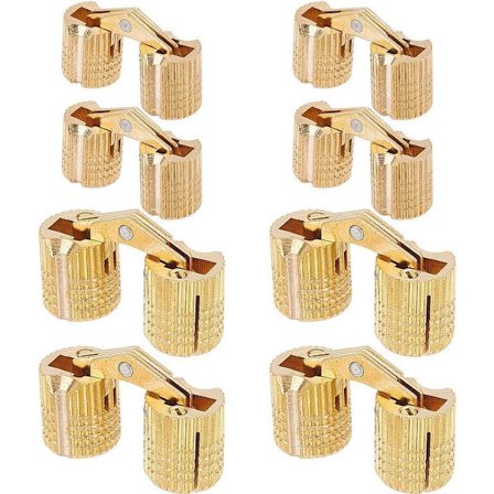 ING 8 stk. 8 mm 10 mm messing tøndehængsler, cylindriske skjulte møbelhængsler, usynlige skabshængsler, 180 graders åbningsvinkel