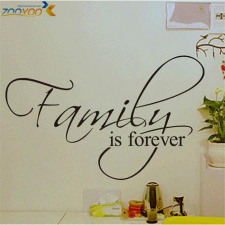 ”family Is Forever” Vinyl Vägg Klistermärken 45×27 Cm Svart