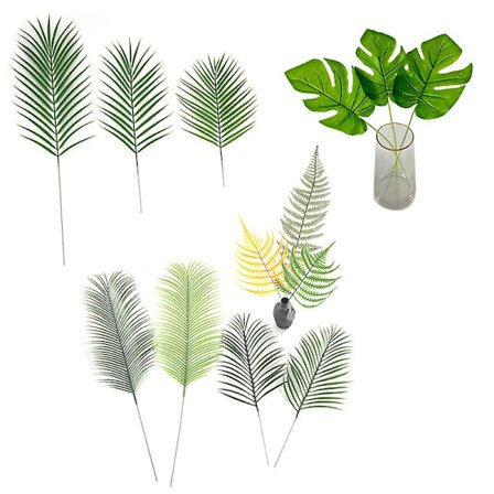 20 stk kunstige blader simulering plast løs hale anemone bryllupsballong plantetilbehør jern treblader furugren blader planteveggdekorat