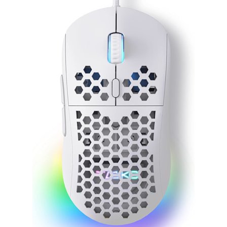 Vit spelmus, 12 400 dpi spelmus, 6 programmerbara knappar Vit mus, anpassningsbar RGB-spelmus med kabel, ergonomisk mus med kabel för PC-dator