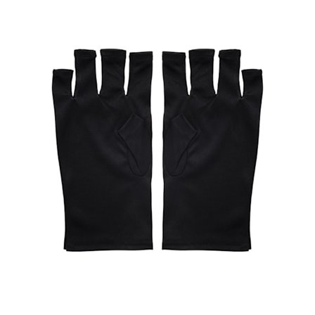 2 Dubbelpack, Gel Nagelljus Anti-UV Handskar, Handskydd Fingerless Handskar, Hemma Utomhus Användning (Svart)