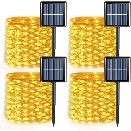 Solcelle-lyskæde 4-pak 30m 300 LED, udendørs dekorationslys til have & fest_OF