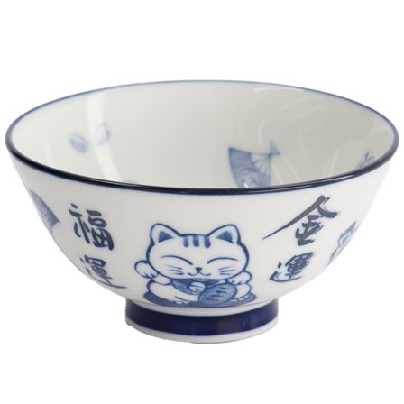 Tokyo design studio Tokyo Design Studio Kawaii Lucky Cat skål, 300 ml - Blå/hvid | KitchenOne