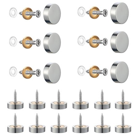 20 stk. Børstet rustfritt stål skruer med dekorative hetter for speil, bord, plater, skap, glasspaneler, sølv 14mm