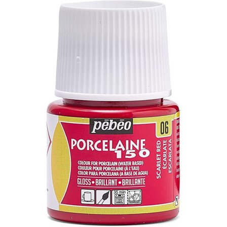 Porcelænsmaling - Pébéo - 150 Brillant Ecarlate N°06 - 45ml flaske - Strålende farver - Madlavning 150°C