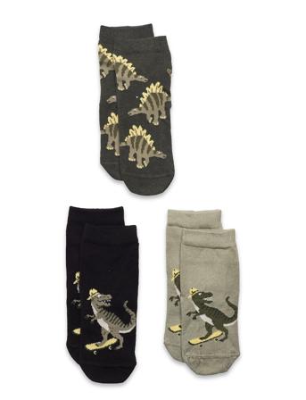 Sock 3P Sb Dino On Skateboard Socks & Tights Socks Multi/mønstret Lindex