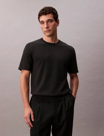 Calvin Klein Ss Supima Cotton Crew 14Gg - Black - L