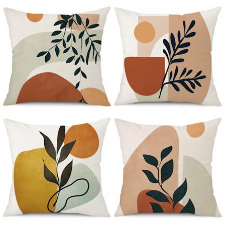 Set med 4 Kuddfodral 45x45cm, Bomull och Linne Soffa Dekorativ