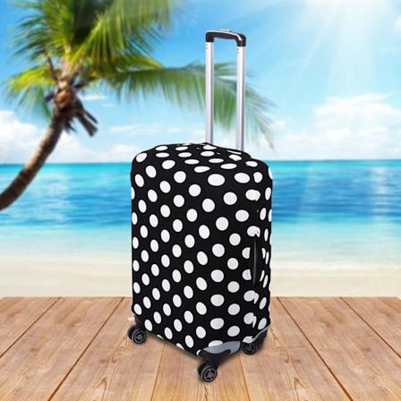 Elastiskt dammskydd Resväska Skyddande Överdrag Bagage Skydd (Svart Vita Prickar L24")"