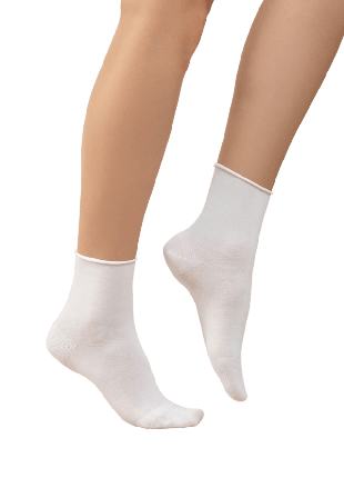 BleuForêt Ankelsocka i 97% bomull, roll-top Sockor Dam Vit 36/38