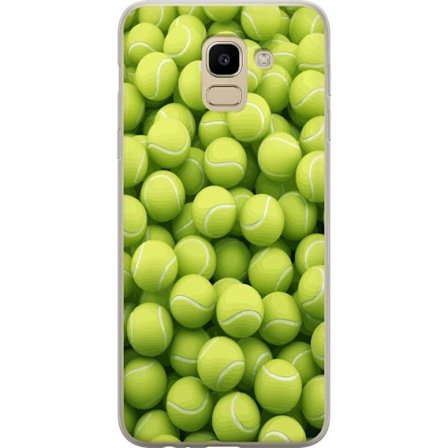 Kompatibel Mobilcover til Samsung Samsung Galaxy J6 Mønster af grønne tennisbolde i høj detalje, sporty motiv med gentagende tekstur og stærke far