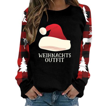 Långärmad Tröja För Kvinnor Med Crew-neck Jultröjor