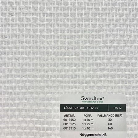 Swedtex G135 Glasfiberväv lågstruktur, 1x25 m, Färg & tapeter