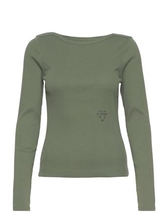 Slim Rib Boatneck L\S Wmn Khaki G-Star RAW