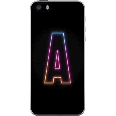Kompatibel Mobilcover til Apple Apple iPhone 5s Minimalistisk neonbogstav A i regnbuefarvet lys mod sort baggrund i moderne typografisk stil